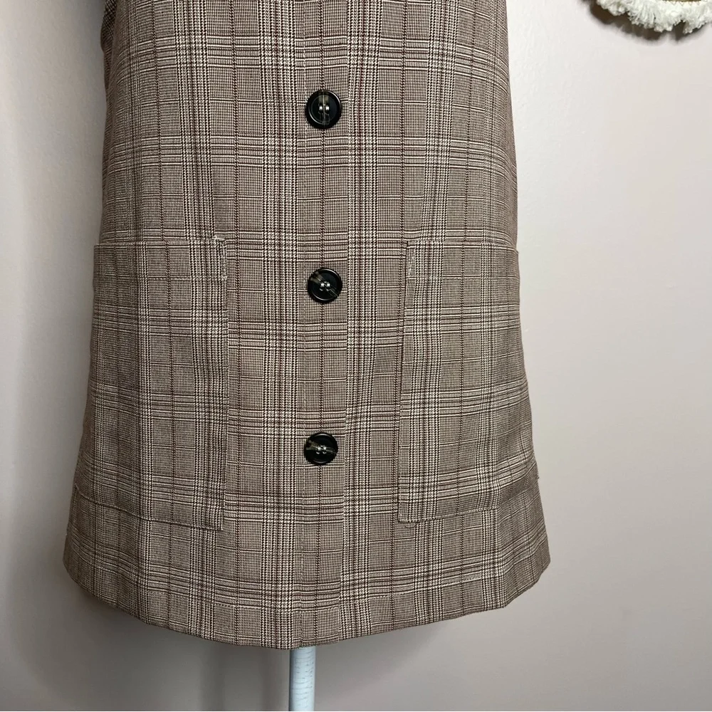 Forever 21 Plaid Button Overall Jumper Mini Dress (brown/tan) - small